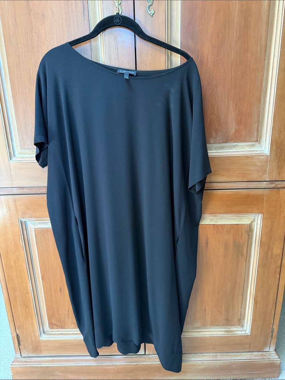 Eileen Fisher Black Draped Short-Sleeve Tunic